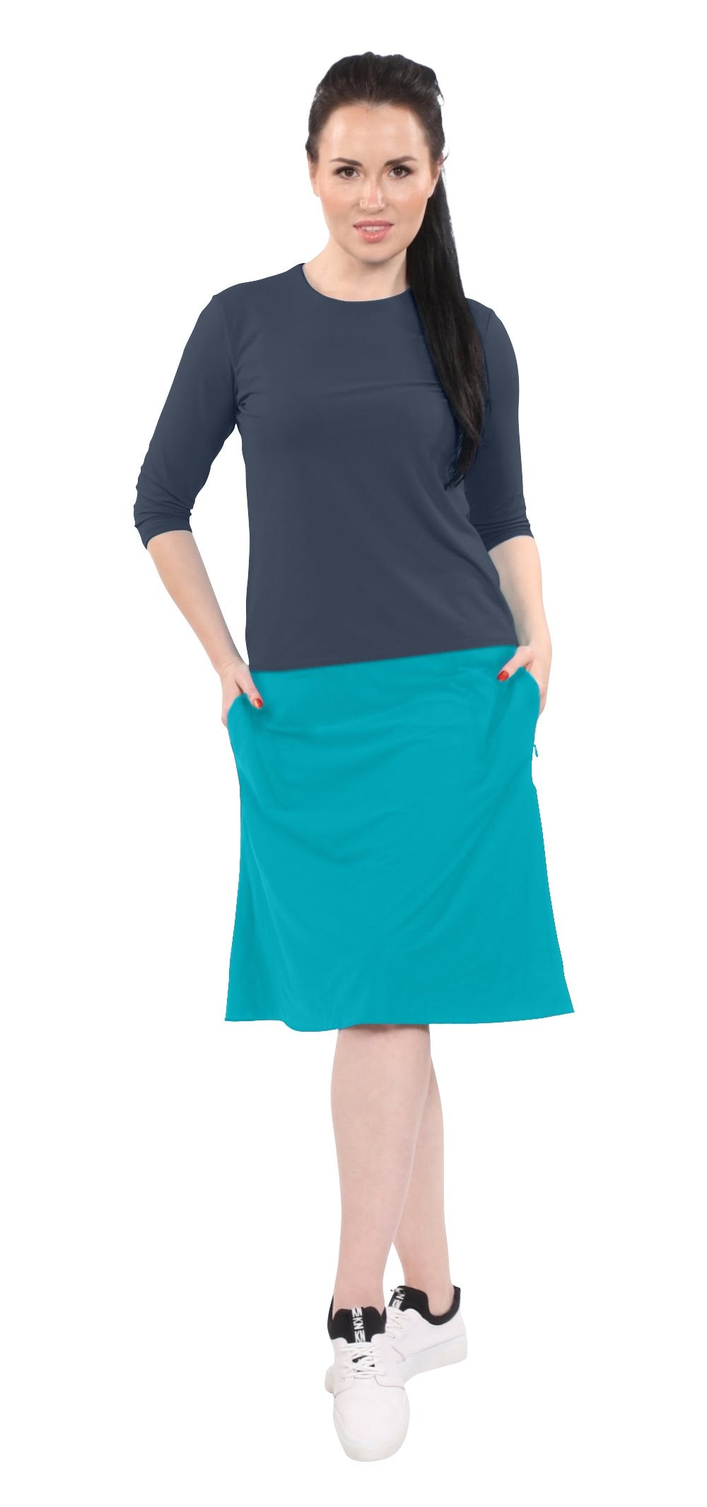 Modest A-Line Athletic Skort with Knee-Length Shorts - Swim & Sport Ready by Kosher Casual USA