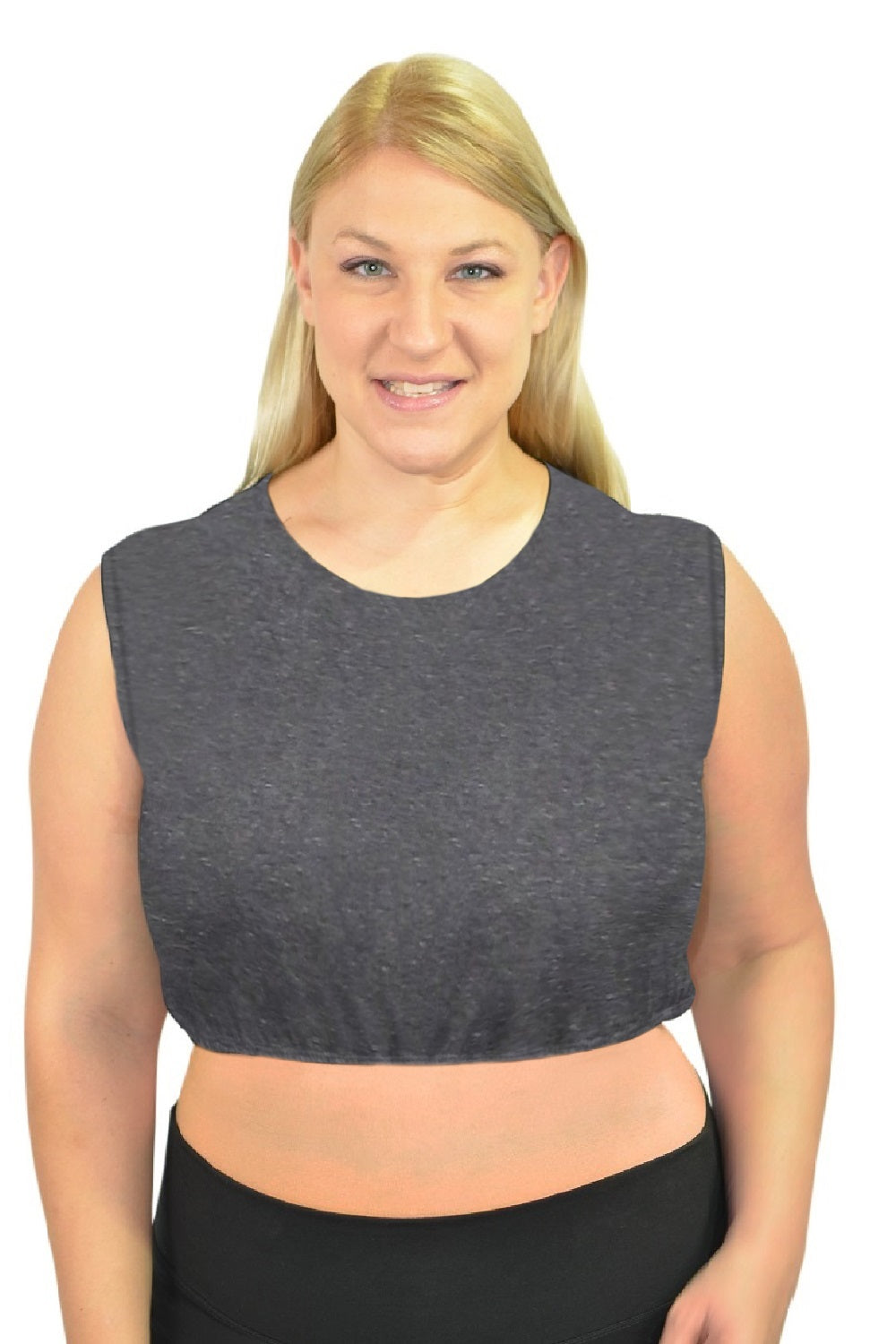 Cropped Layering Tank with Full Shoulder Coverage and Jewel Neckline by Kosher Casual USA