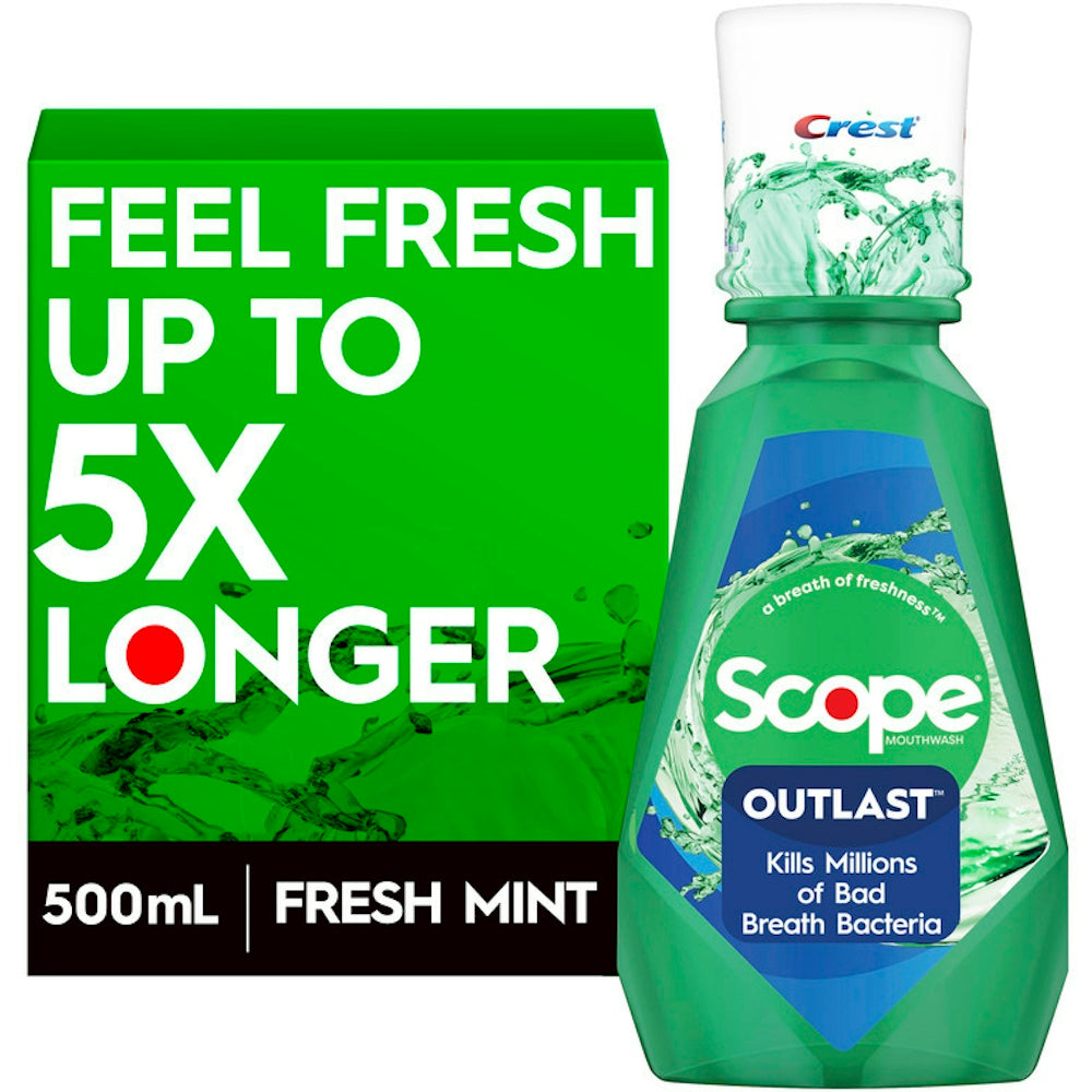Scope Crest Fresh Mint Outlast Mouthwash - 500 Ml