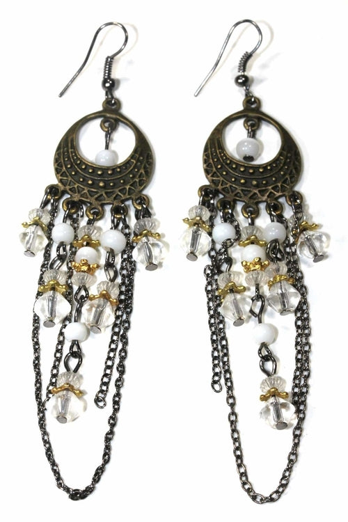 Gypsy Style Chandelier Earrings - Handcrafted Boho Chain Link Earrings