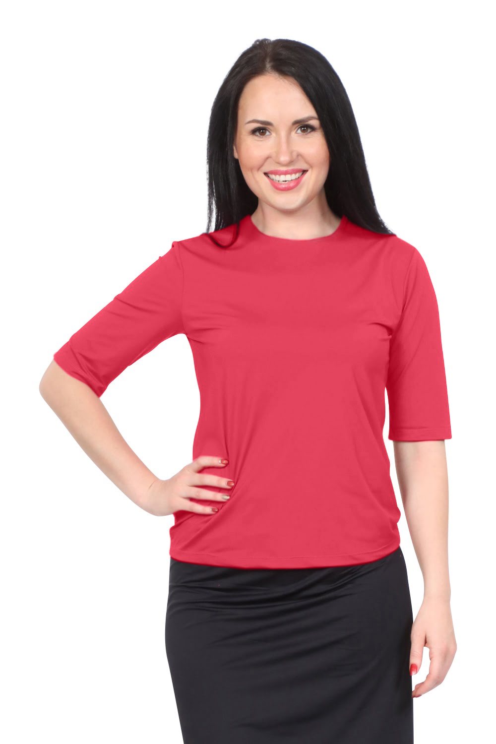Modest Elbow Sleeve Swim & Running/Exercise Shirt - UV 50 Protection by Kosher Casual USA