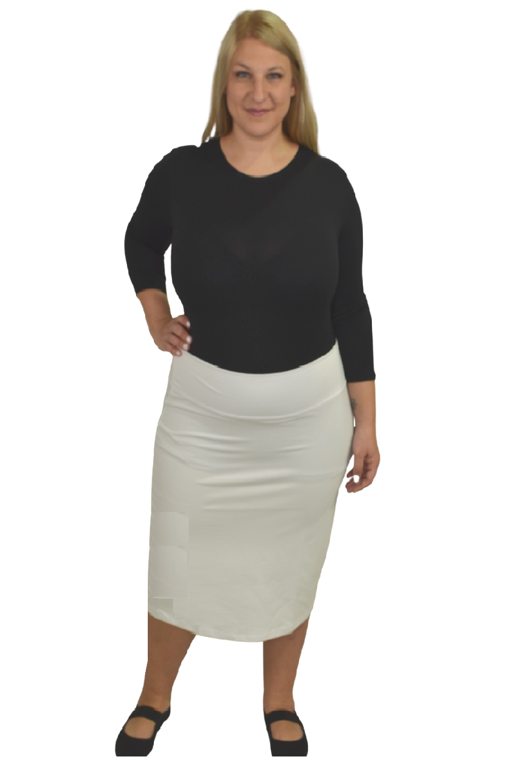 Plus Size Modest Stretch Knee Length Pencil Skirt in Cotton Spandex by Kosher Casual USA