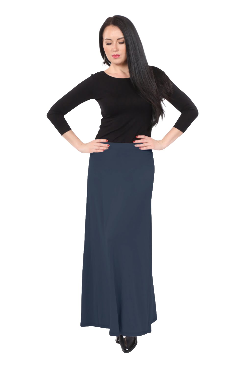 Flowing A-Line Maxi Skirt - Stretch Comfort Waistband by Kosher Casual USA