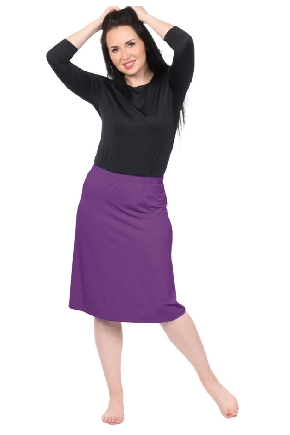 Modest Knee Length Swim, and Sports Skirt with UPF 50+ UV protection by Kosher Casual USA