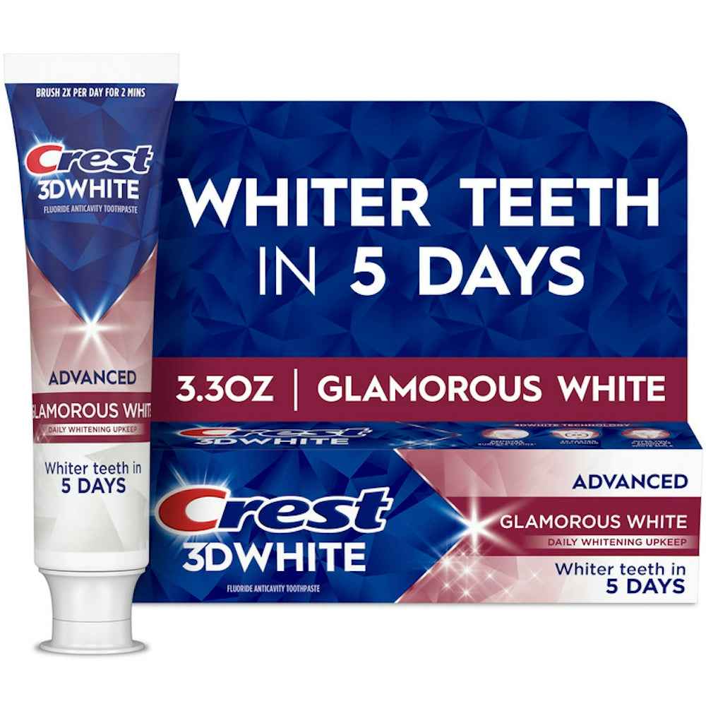 Crest Advanced Glamorous White Fluoride Anticavity Toothpaste 3.3 Oz