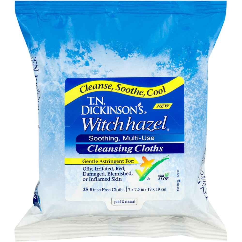 T.N. Dickinson’s Witch Hazel 100% Natural Cleansing Cloths – 25 Count