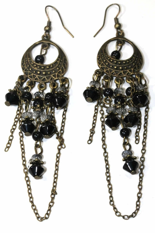 Gypsy Style Chandelier Earrings - Handcrafted Boho Chain Link Earrings