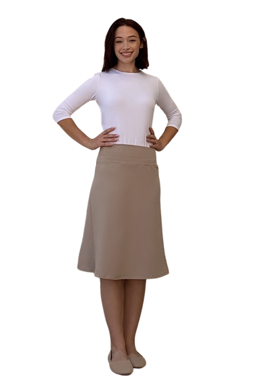 Sporty A-Line Cotton Spandex French Terry Skirt – Knee Length by Kosher Casual USA