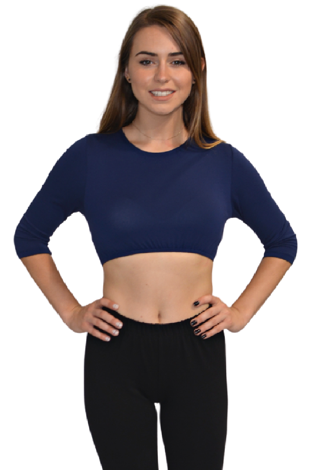3/4 Sleeve Cropped Layering Shell in Viscose Spandex - Women&