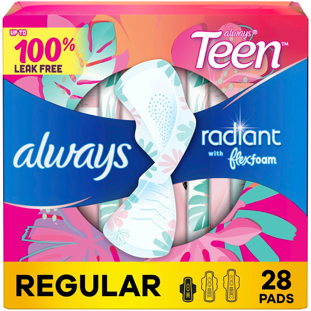 Always Radiant Pads, Teen Regular, With Wings Unscented, Size 1 by Pasteur Pharmacy