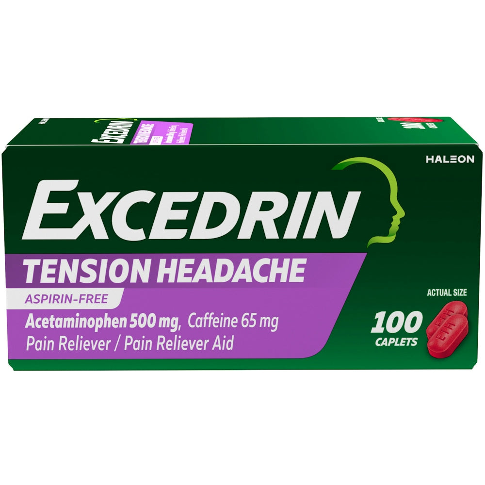 Excedrin Tension Headache, Aspirin Free, Acetaminophen And Caffeine 500 Mg/65 Mg, Caplets by Pasteur Pharmacy