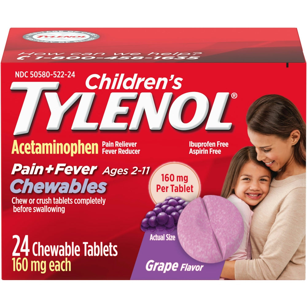 Children’s Tylenol® Chewable Tablets – Pain & Fever Relief (160 mg, Grape Flavor) - DestGlow