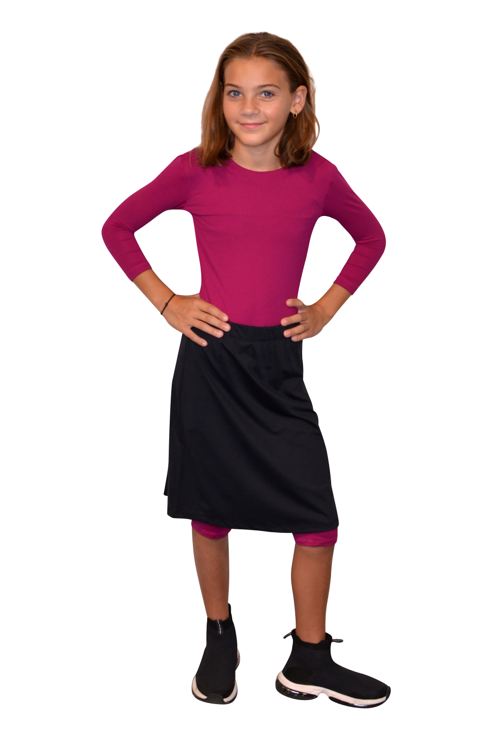 Girls Swim and Sports Skirt with Attached Leggings - UPF 50 Protection by Kosher Casual USA