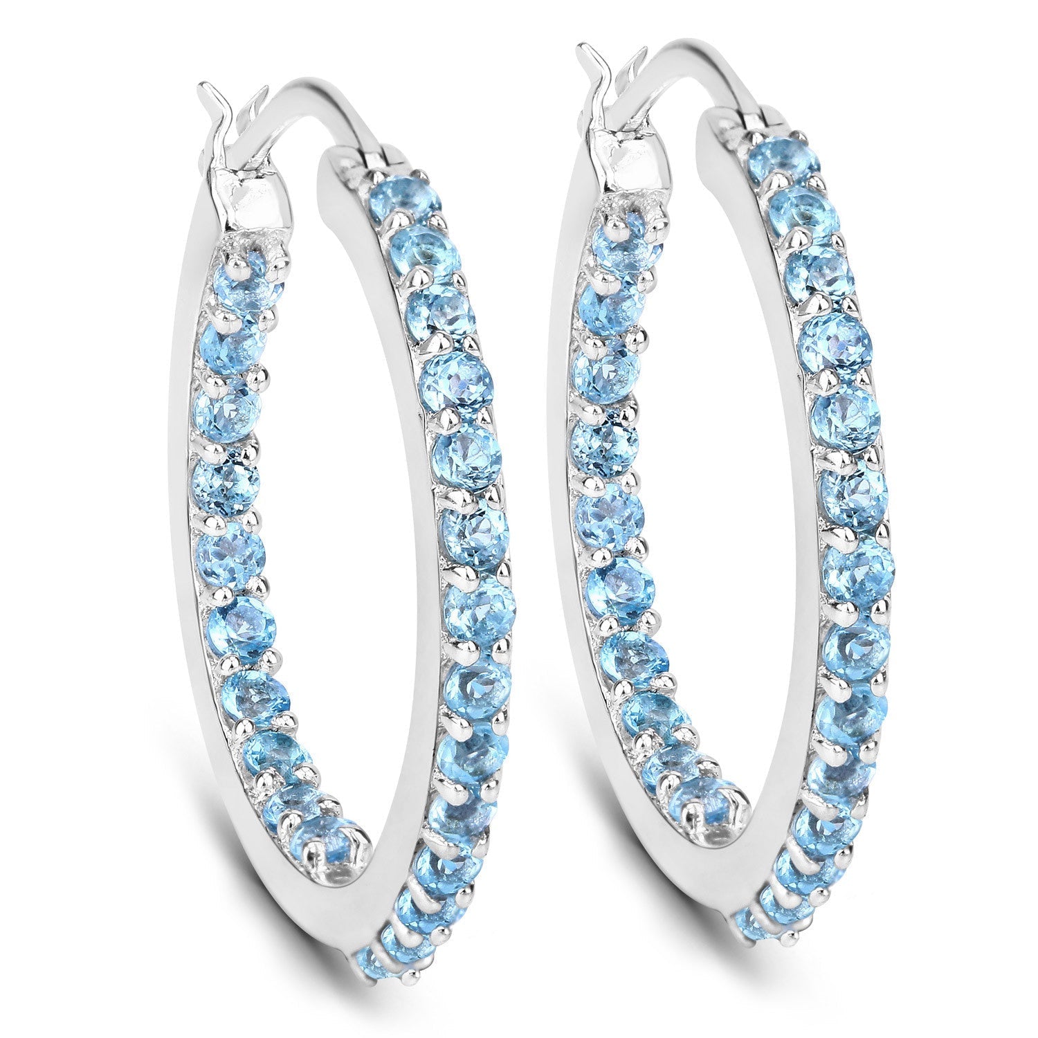 1.73 Carat Genuine Swiss Blue Topaz .925 Sterling Silver Earrings DestGlow
