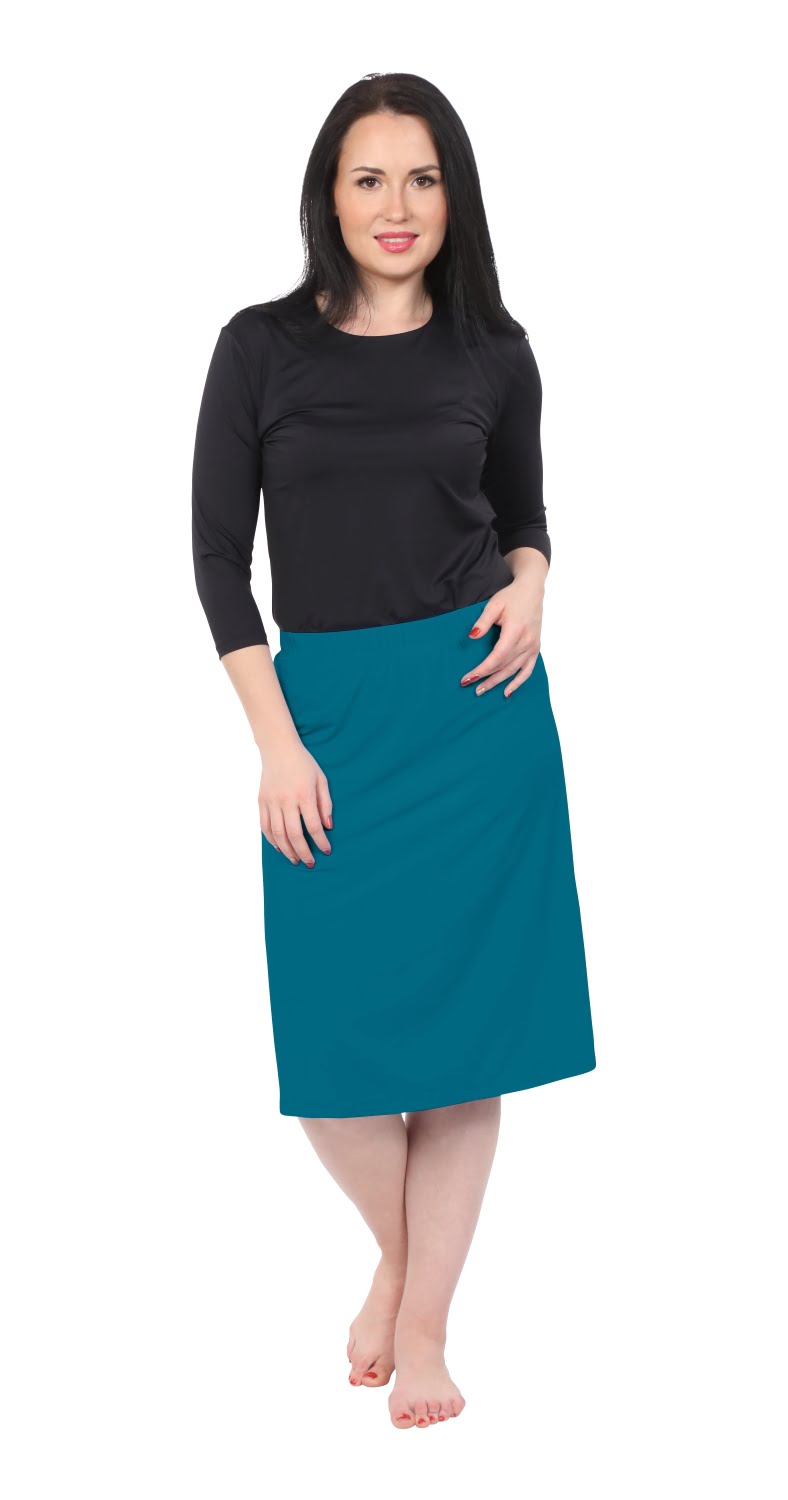 Modest Knee Length Swim, and Sports Skirt with UPF 50+ UV protection by Kosher Casual USA