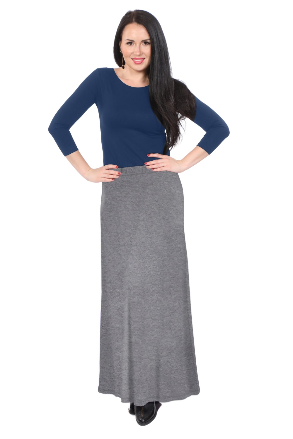 Flowing A-Line Maxi Skirt - Stretch Comfort Waistband by Kosher Casual USA