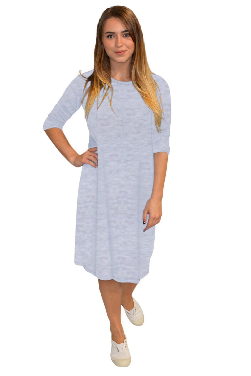 Classic Knee Length A-Line T-Shirt Dress by Kosher Casual USA