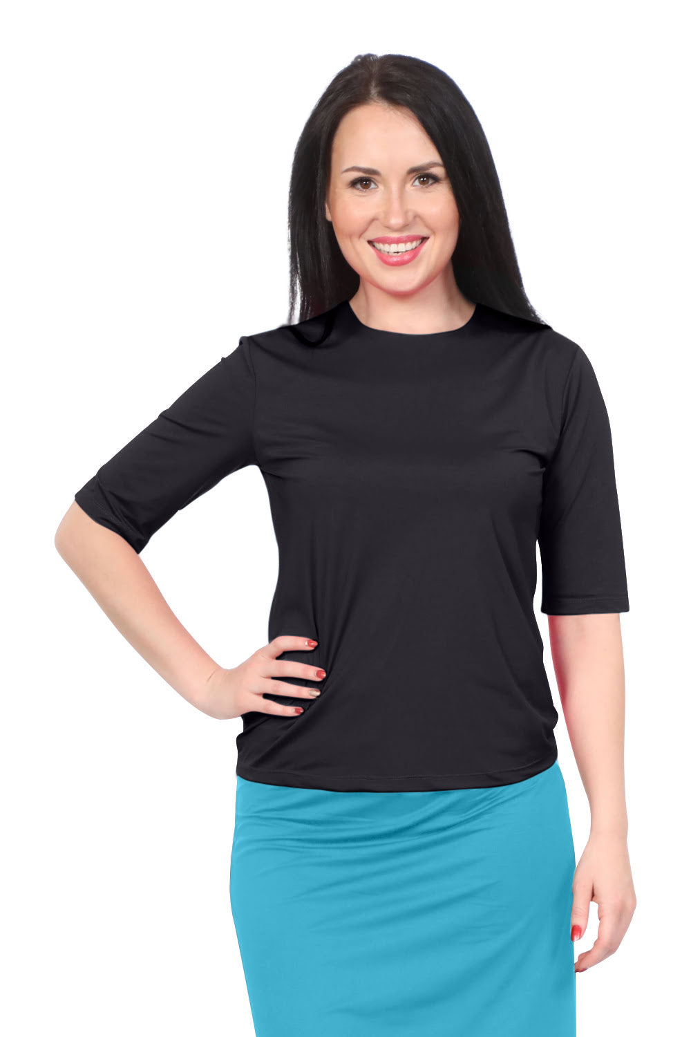 Modest Elbow Sleeve Swim & Running/Exercise Shirt - UV 50 Protection by Kosher Casual USA
