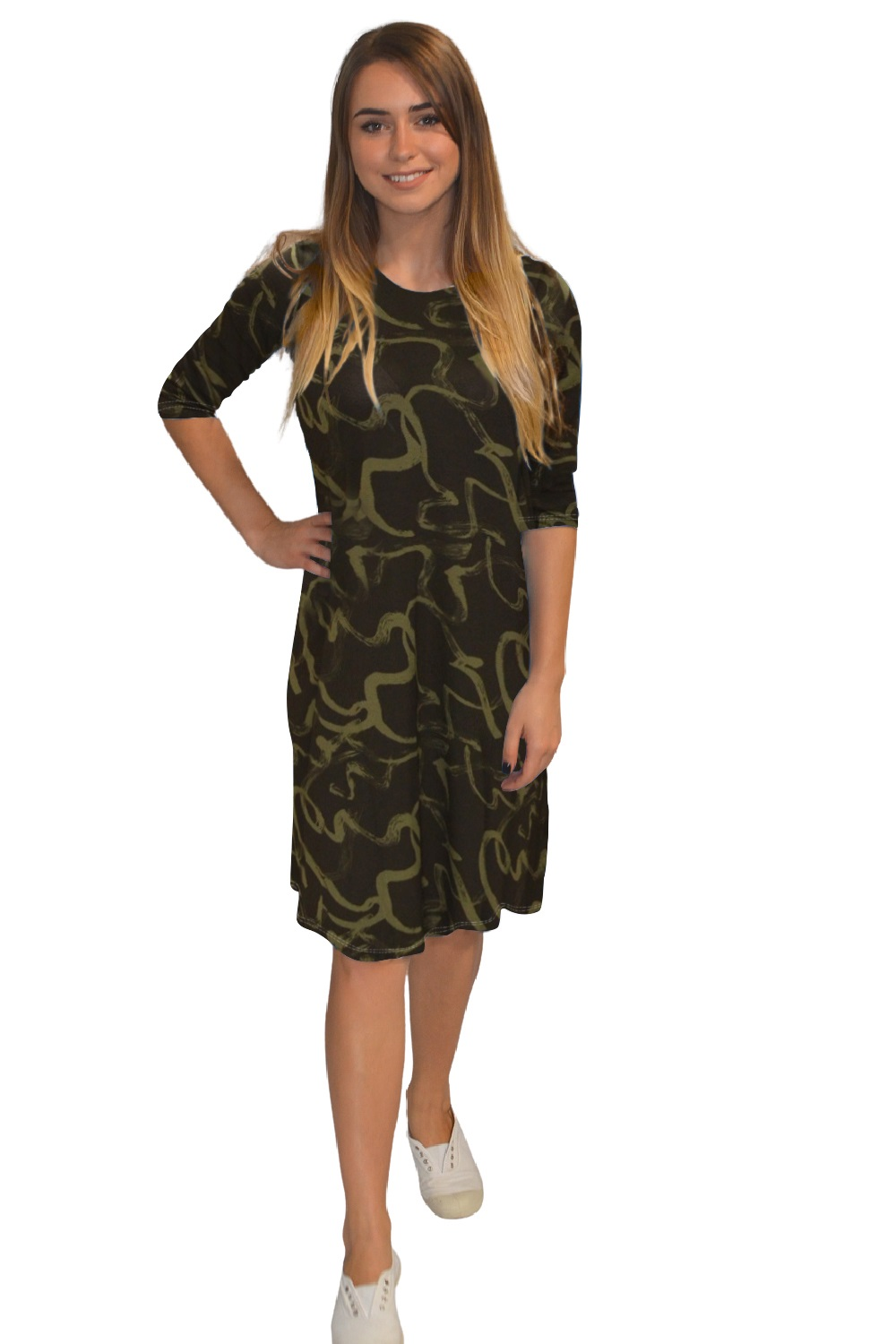 Classic Knee Length A-Line T-Shirt Dress by Kosher Casual USA