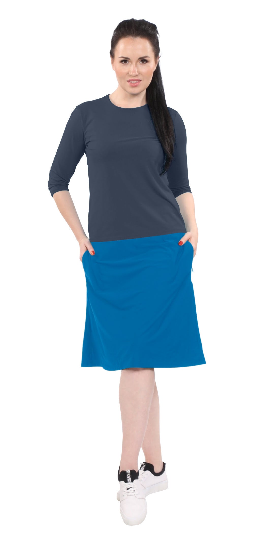 Modest A-Line Athletic Skort with Knee-Length Shorts - Swim & Sport Ready by Kosher Casual USA