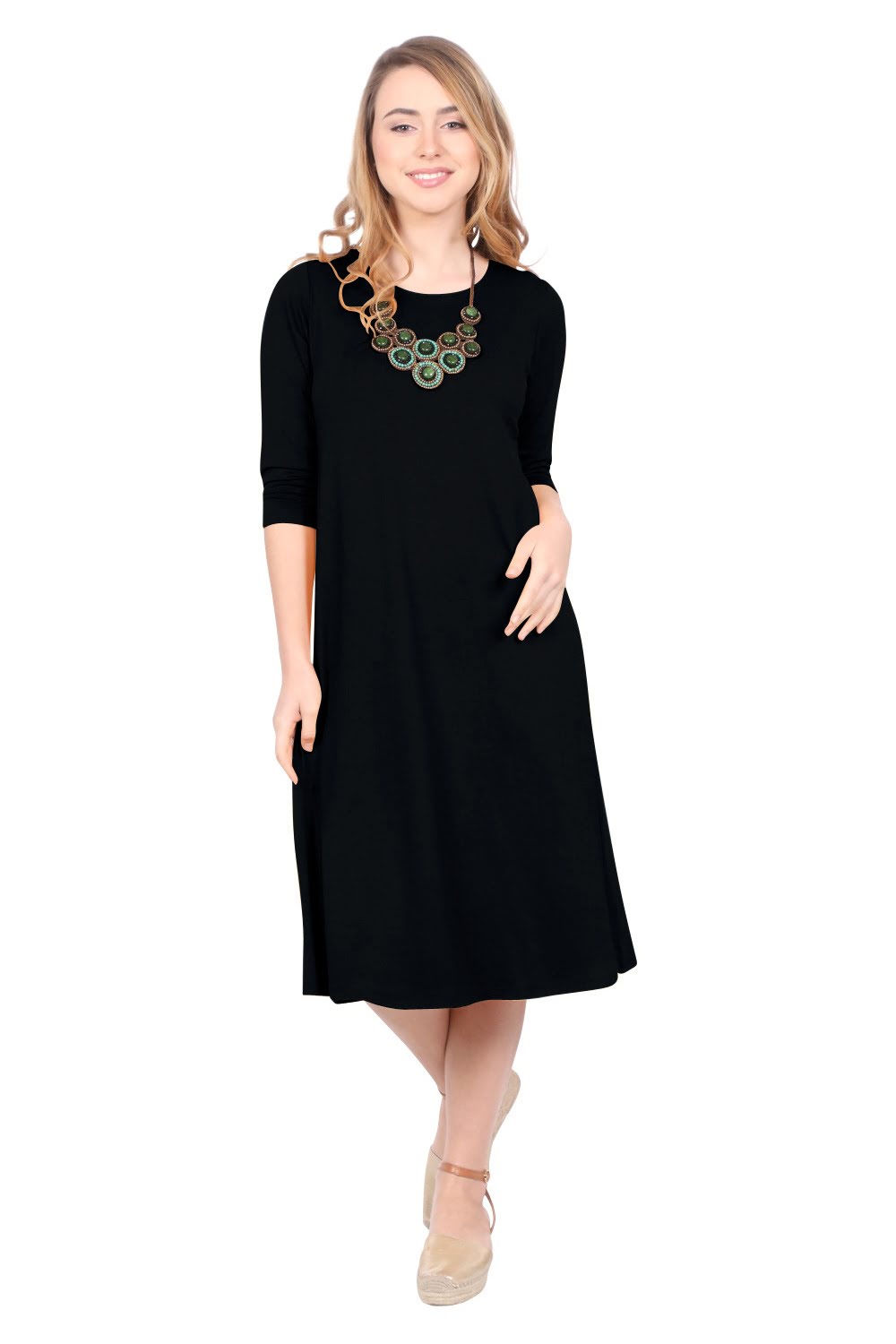 Past The Knee T-Shirt Dress - Comfortable A-Line Silhouette by Kosher Casual USA