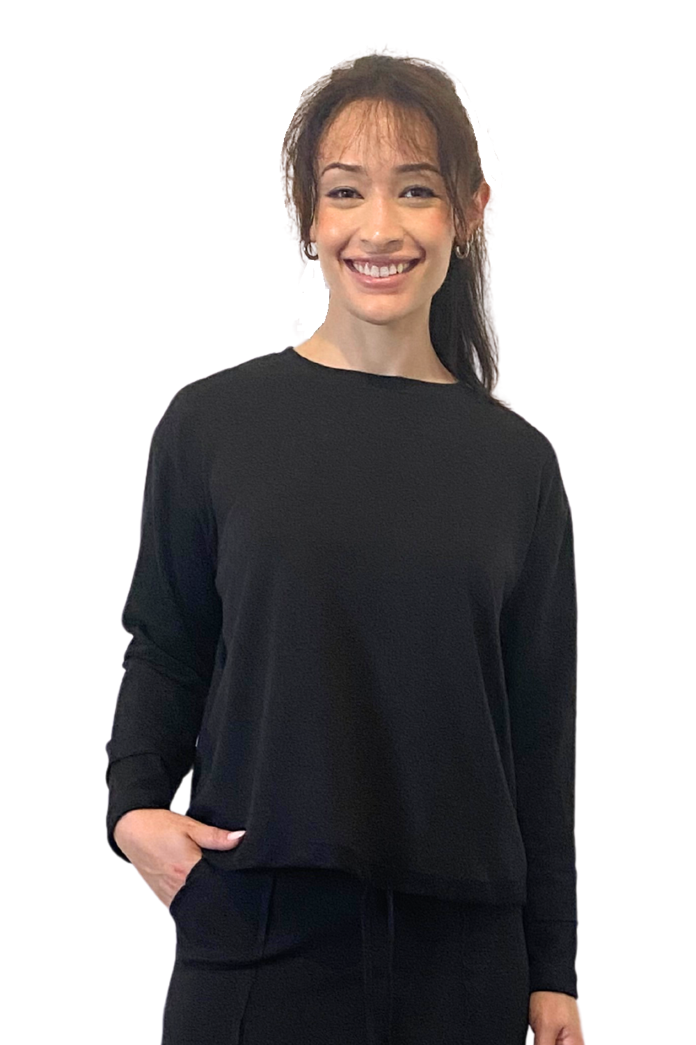 French Terry Cotton Blend Crew Neck Sweatshirt with Long Sleeves by Kosher Casual USA