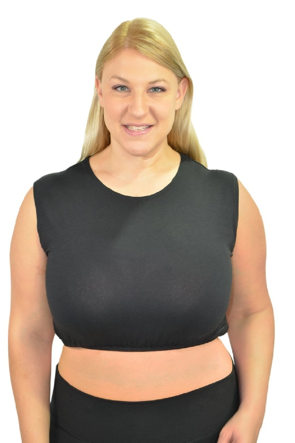 Cropped Layering Tank with Full Shoulder Coverage and Jewel Neckline by Kosher Casual USA