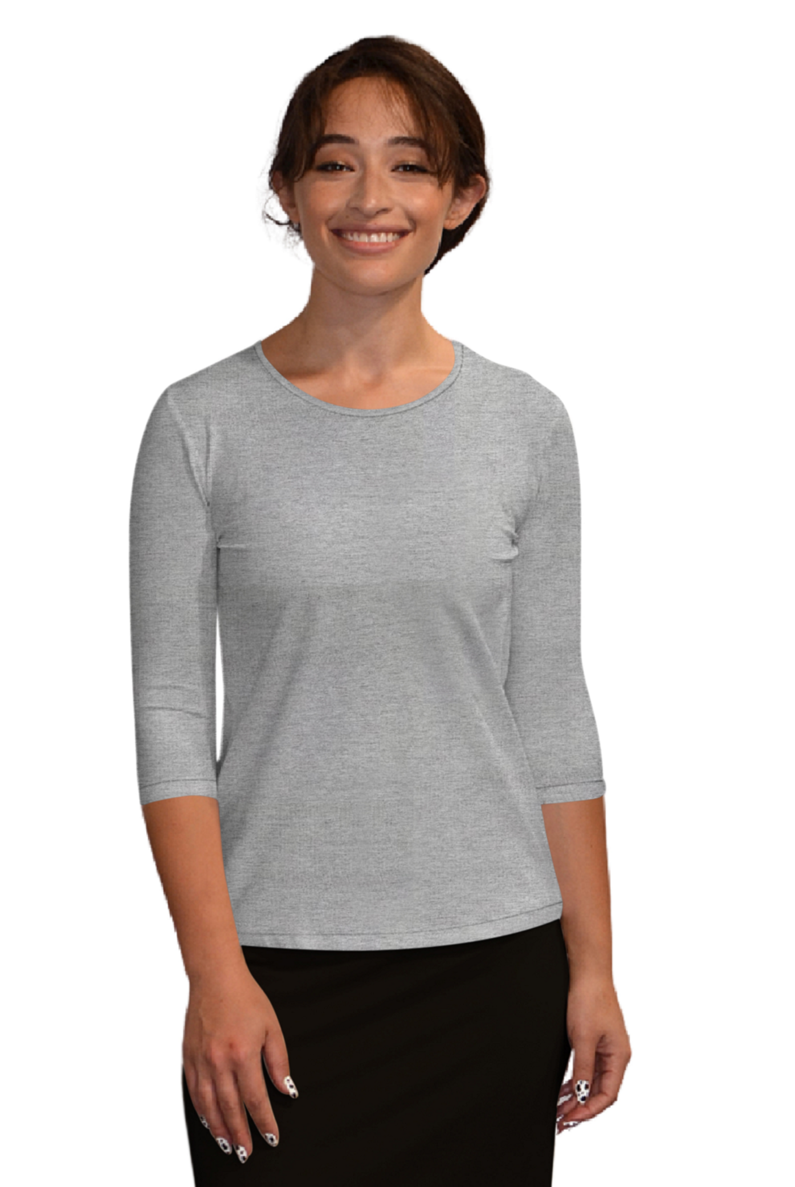 Essential 3/4 Sleeve Modest Crew Neckline Shell - Versatile Layering Top