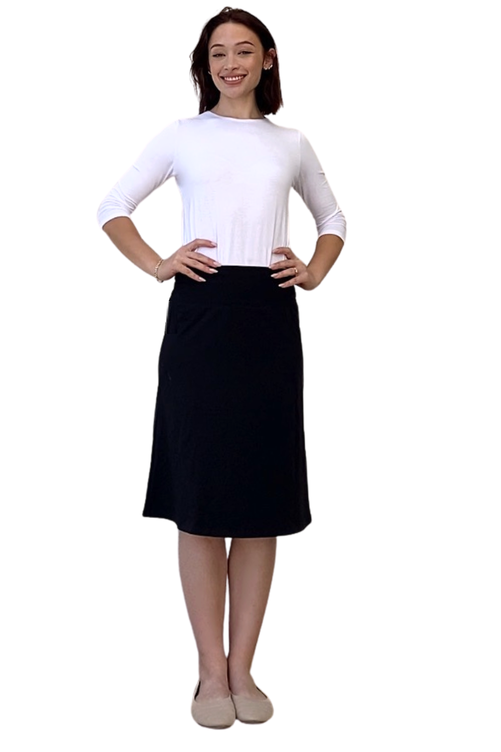 Sporty A-Line Cotton Spandex French Terry Skirt – Knee Length by Kosher Casual USA