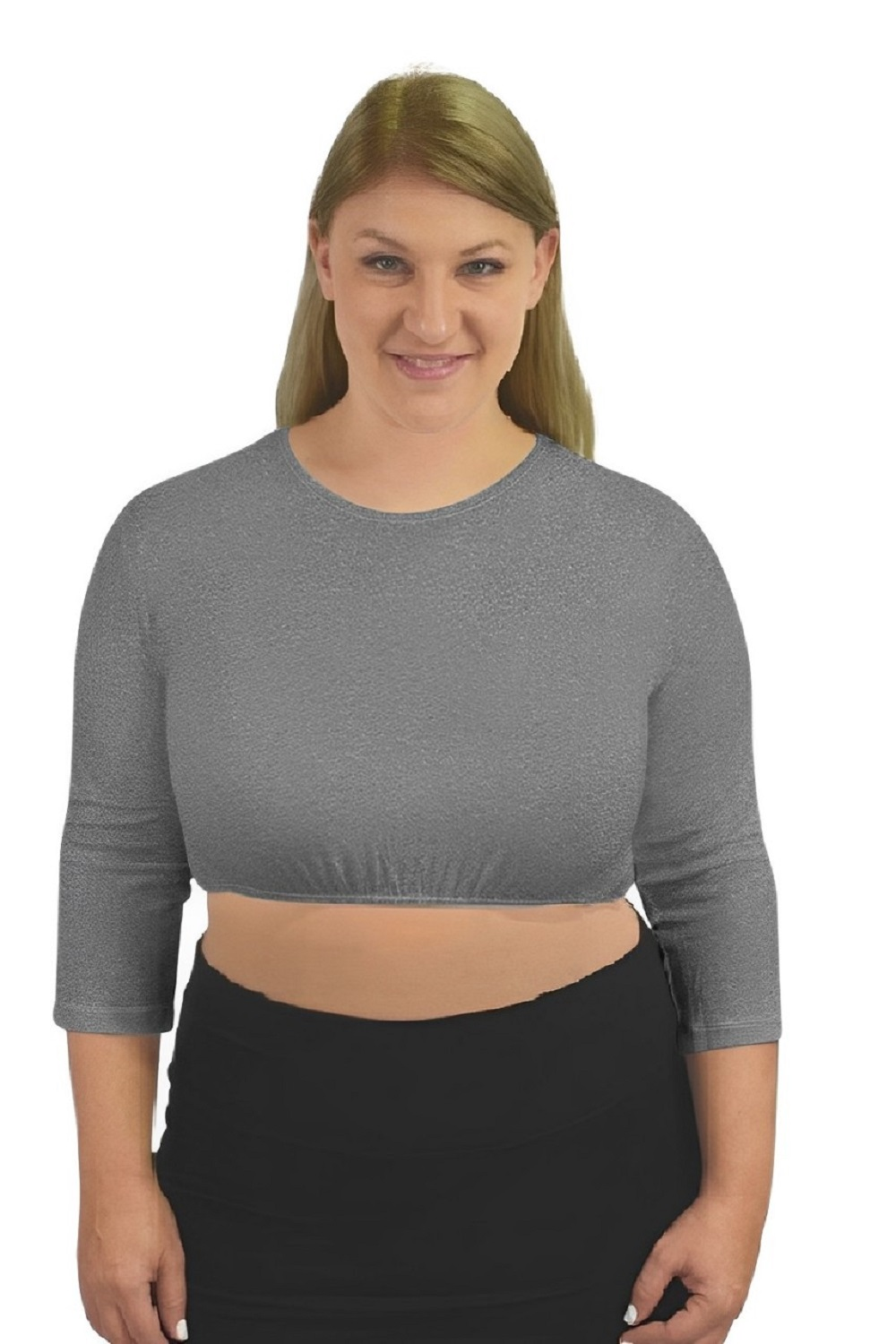 3/4 Sleeve Cropped Layering Shell in Viscose Spandex - Women&