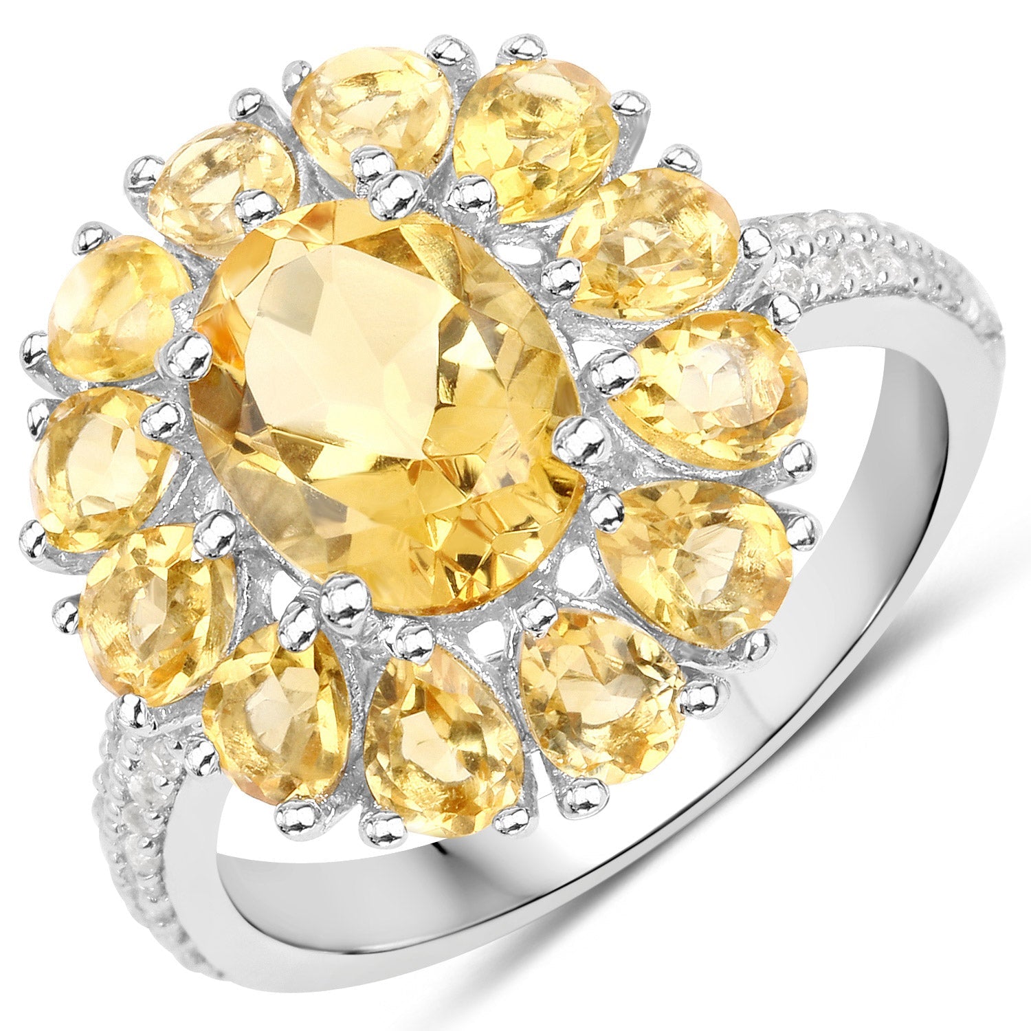 12.24 Carat Genuine Citrine and White Topaz .925 Sterling Silver 3 Piece Jewelry Set (Ring, Earrings, and Pendant w/ Chain) by Bids.com