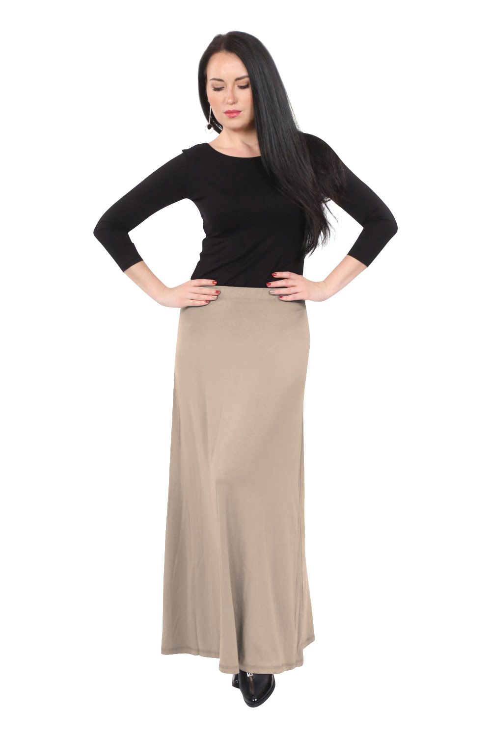 Flowing A-Line Maxi Skirt - Stretch Comfort Waistband by Kosher Casual USA