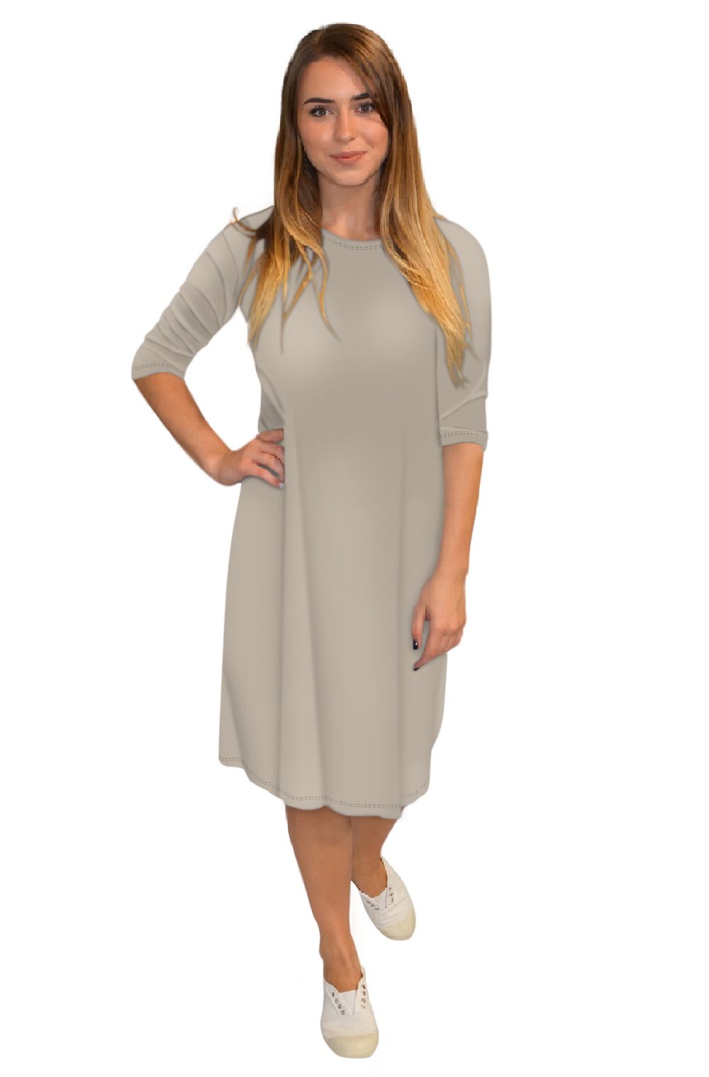 Classic Knee Length A-Line T-Shirt Dress by Kosher Casual USA