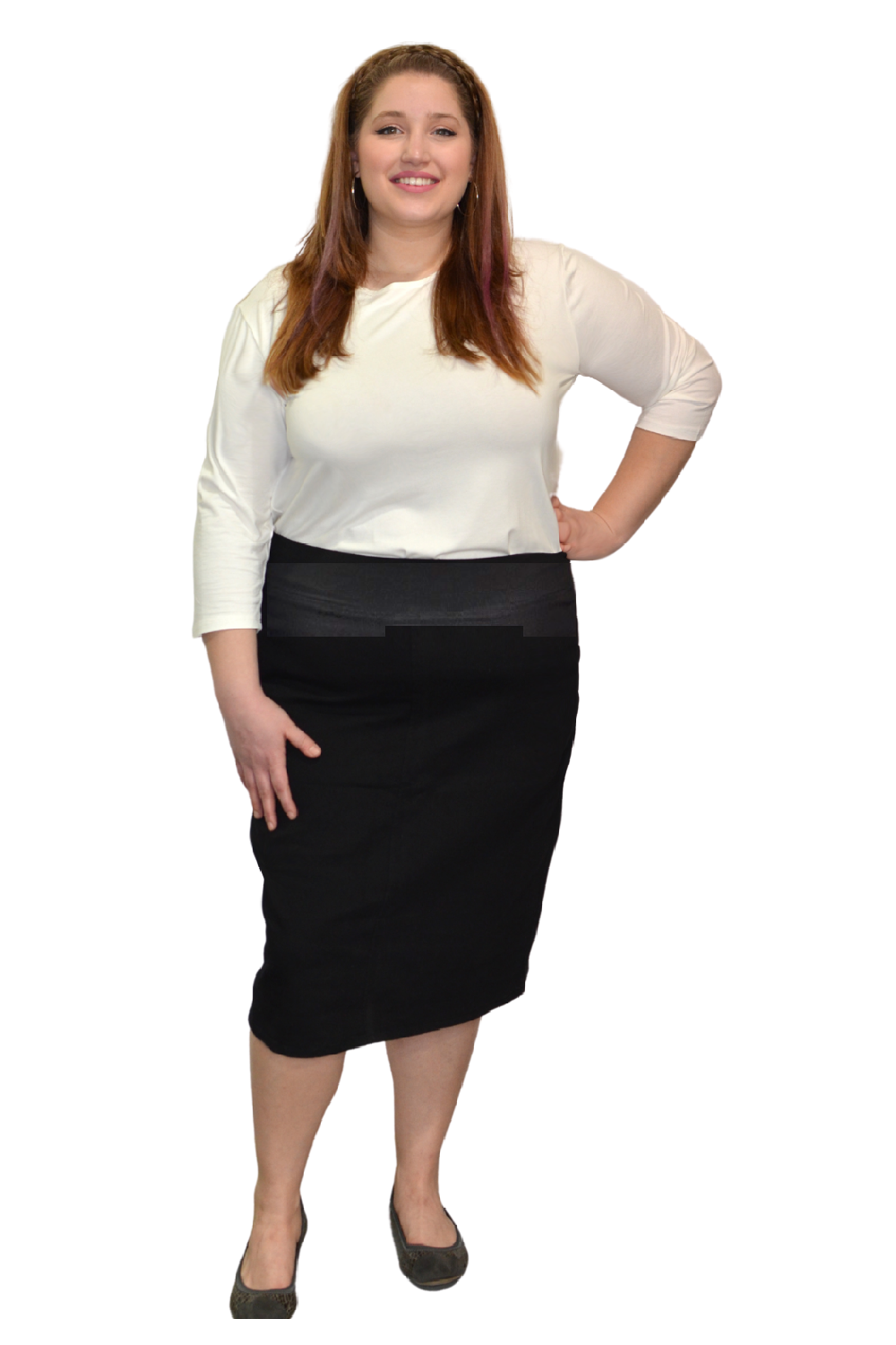Plus Size Modest Stretch Knee Length Pencil Skirt in Cotton Spandex by Kosher Casual USA