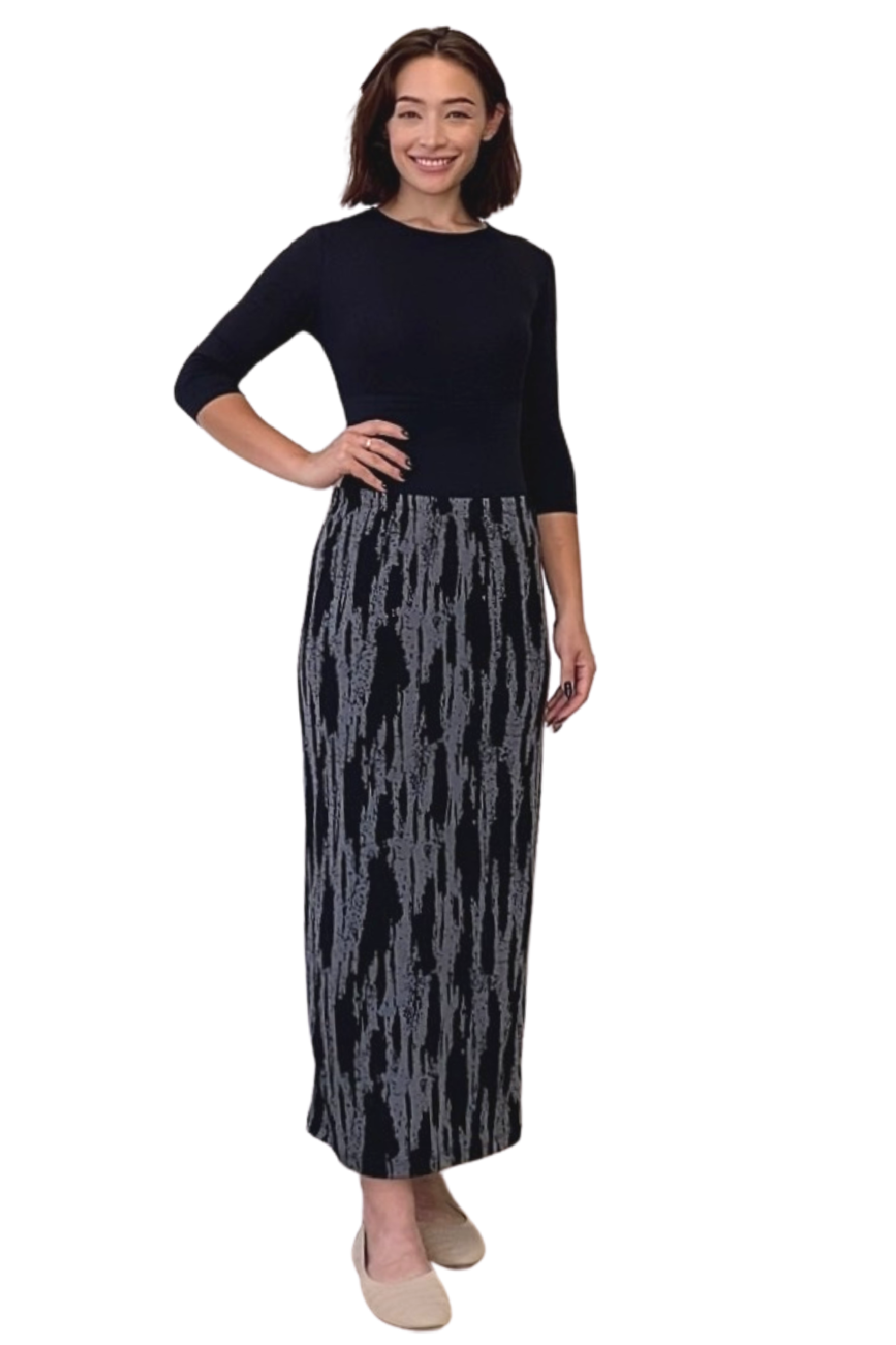 Long Printed Stretch Maxi Pencil Skirt by Kosher Casual USA
