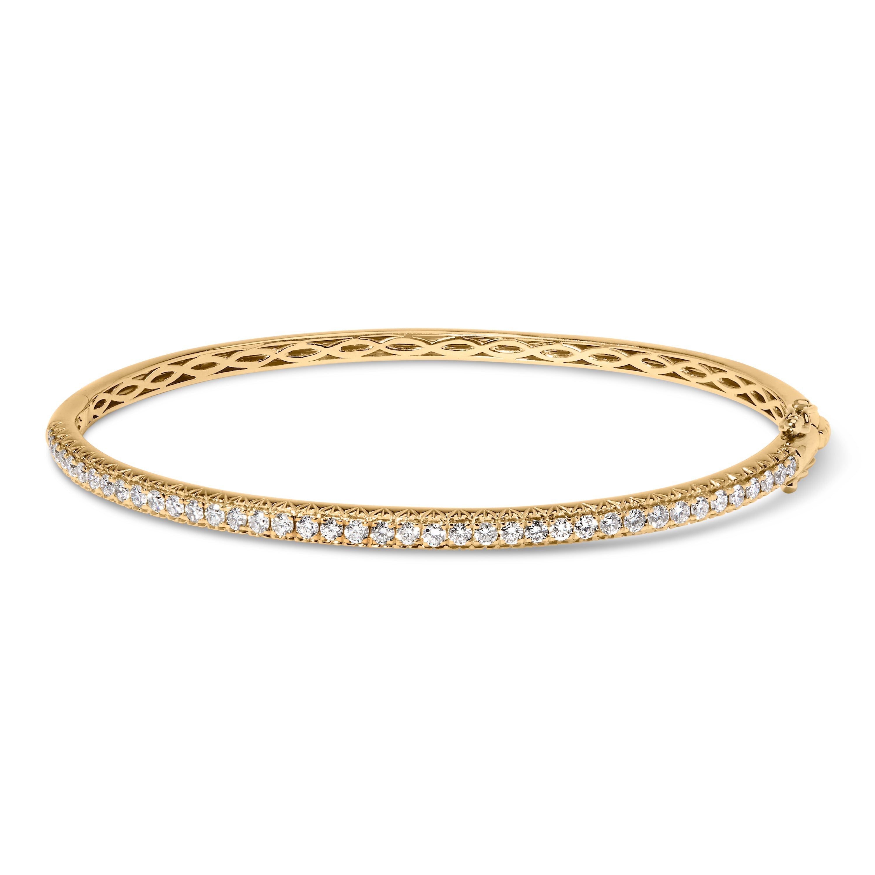 14K Rose Gold 1.00 Cttw Half Eternity Diamond Bangle Bracelet (G-H Color, SI2-I1 Clarity) - 7" Inches DestGlow