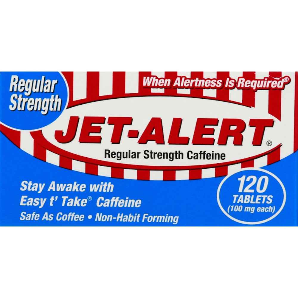Jet Alert 100 MG Each Regular Strength Caffeine Tablets 120ct