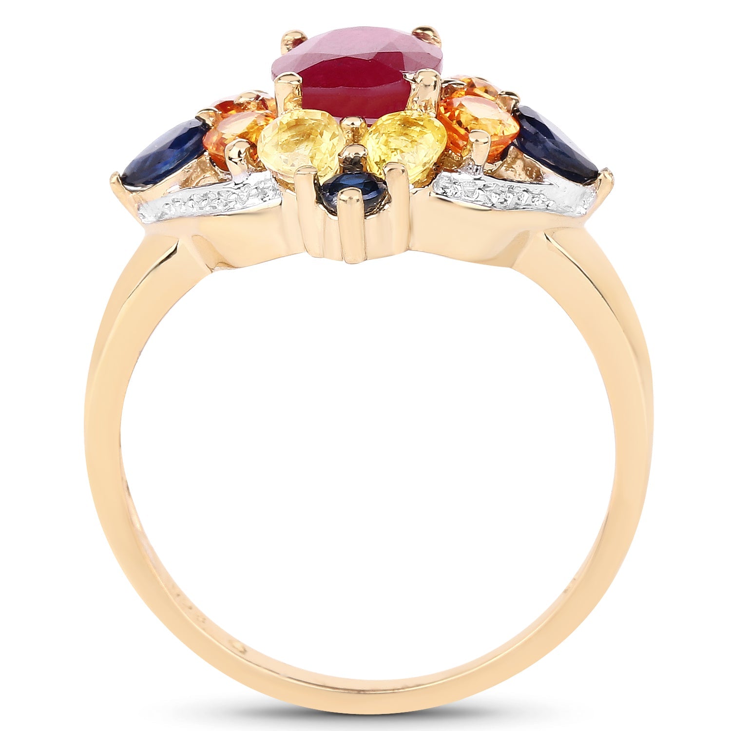 14K Yellow Gold Plated 3.76 Carat Genuine Multi Stone .925 Sterling Silver Ring by Bids.com