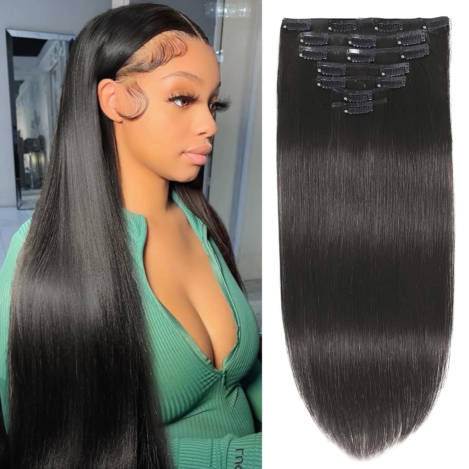 VIP Clip Extensions / Silky Straight 18" (140 g) - ClipeX System