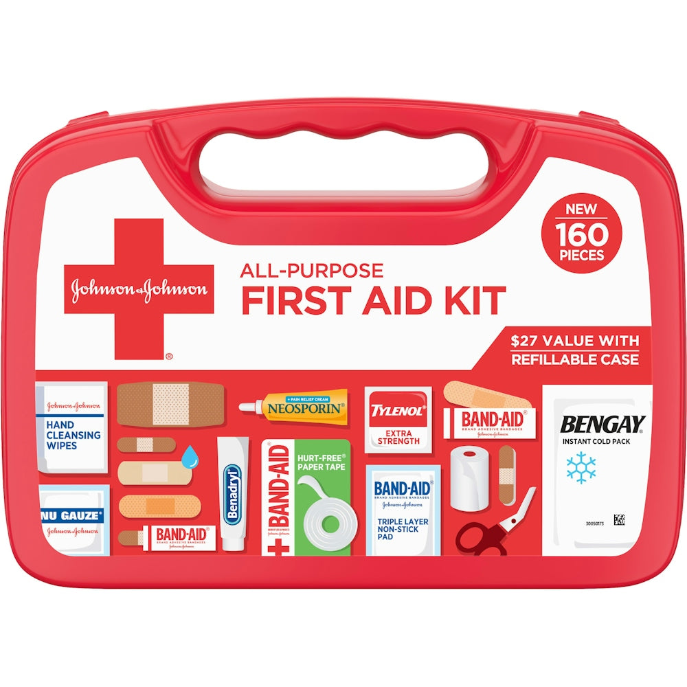 Johnson & Johnson All-Purpose First Aid Kit, 160 Pieces - Includes Band-Aid, Neosporin & Tylenol by Pasteur Pharmacy