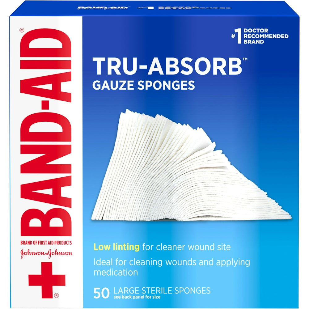 Band-Aid Brand Mirasorb Gauze Sponges – Large 4" x 4" (50 Count) by Pasteur Pharmacy