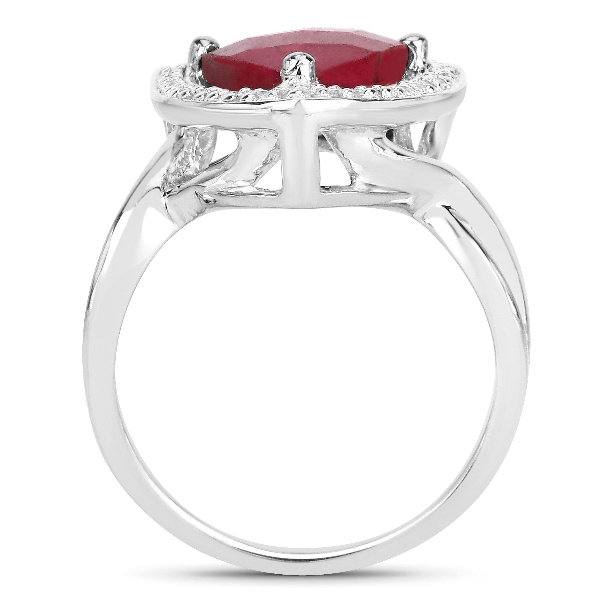 3.25 Carat Dyed Ruby and White Topaz .925 Sterling Silver Ring DestGlow
