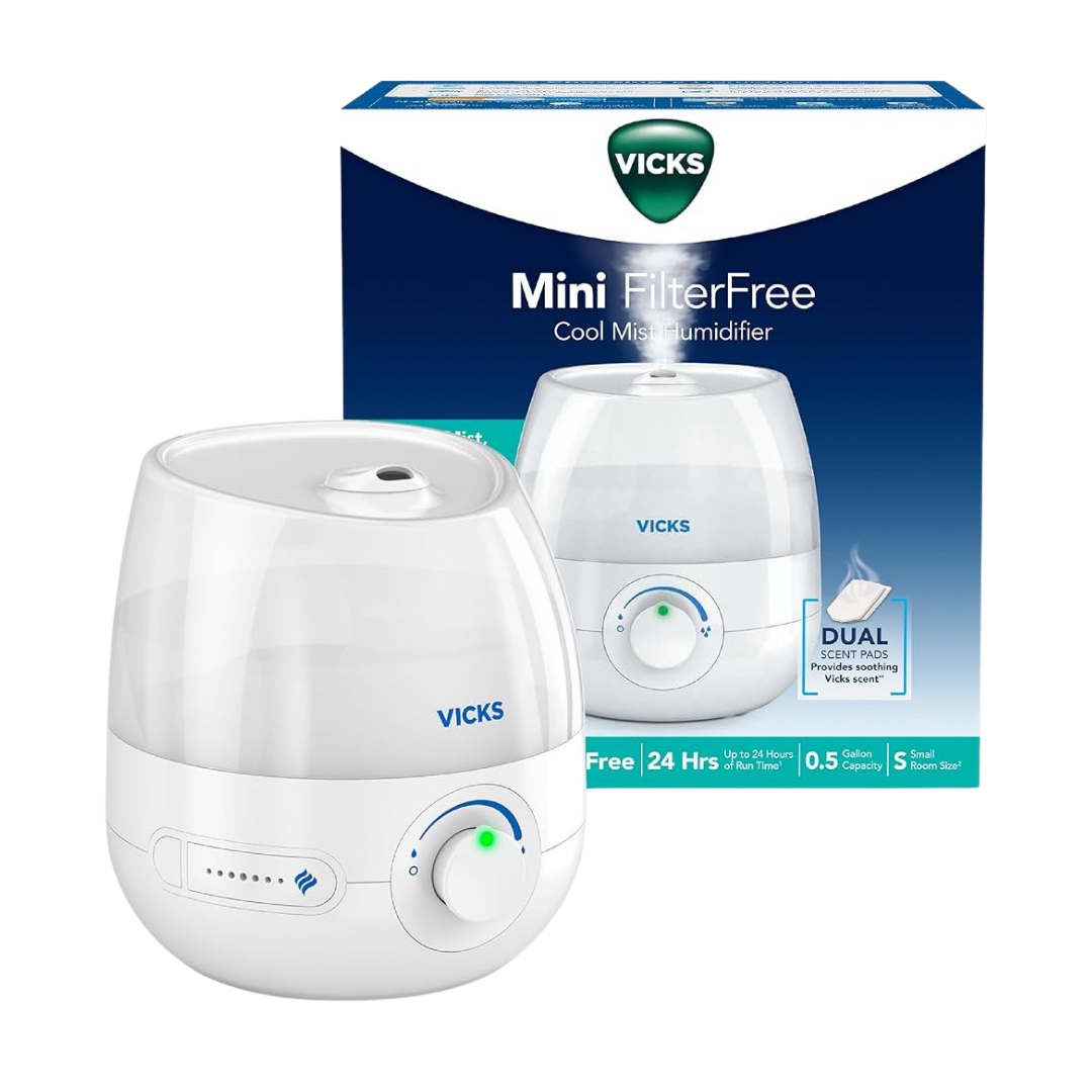 Vicks Mini Filter-Free Cool Mist Humidifier (0.5 Gallon) DestGlow