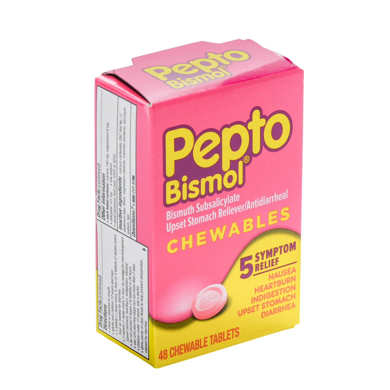 Pepto-Bismol 5 Symptom Relief Chewable Tablets, Original Flavor by Pasteur Pharmacy