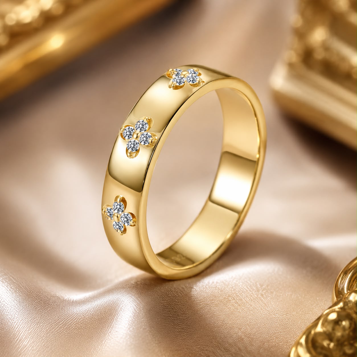 925 Sterling Silver Moissanite Gold Plated Ring for Women, Size 6 DestGlow