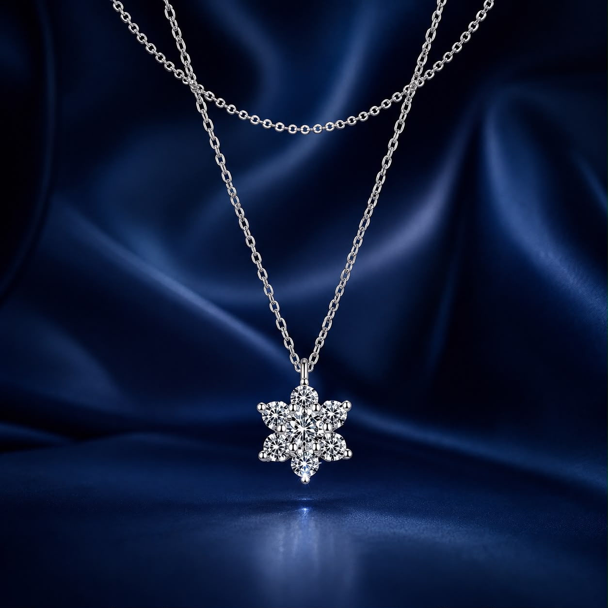 925 Sterling Silver 0.06 Carat & 0.20 Carat Moissanite Necklace with White Gold Plating for Women DestGlow