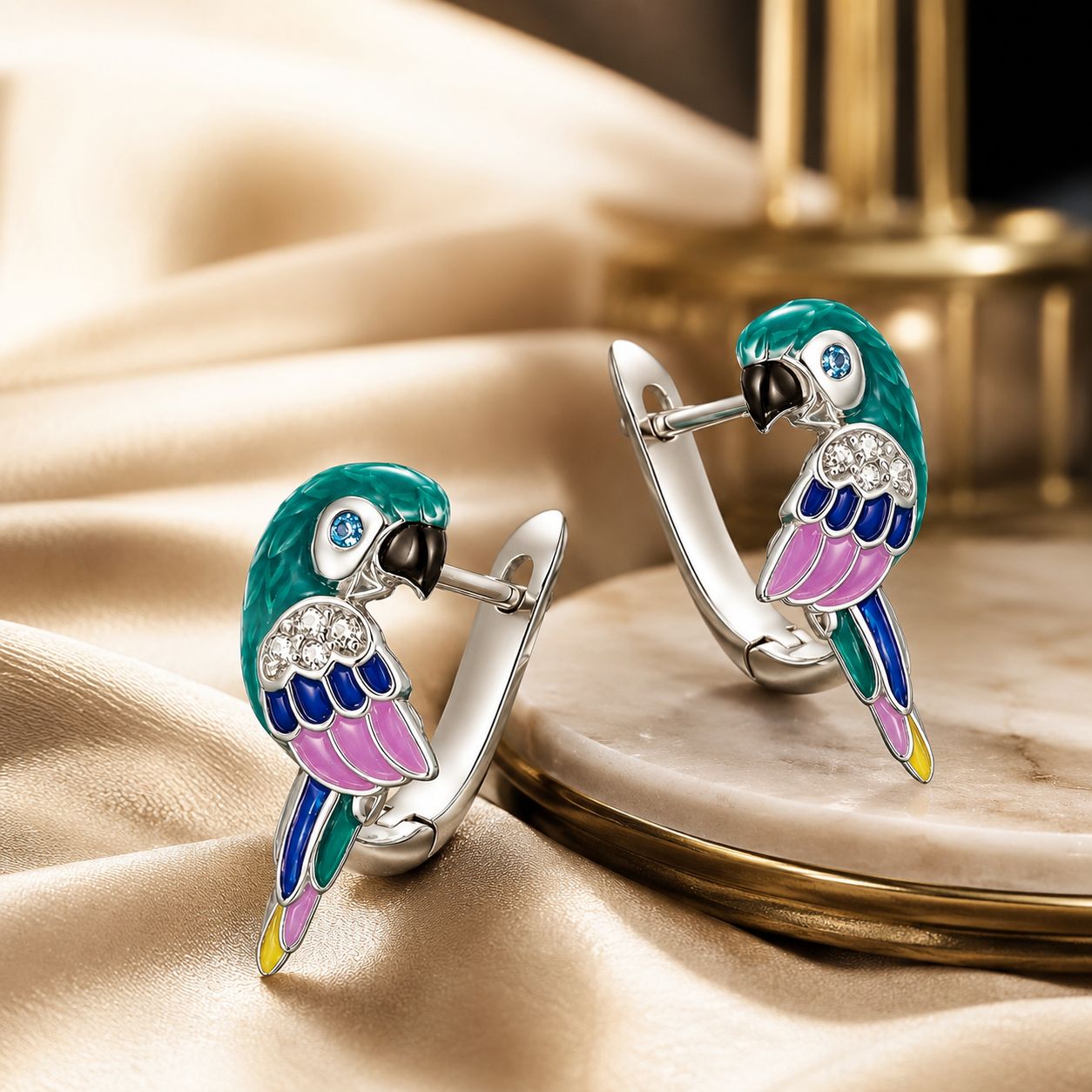 925 Sterling Silver Enamel Crafted Earrings for Women - 16x9mm DestGlow