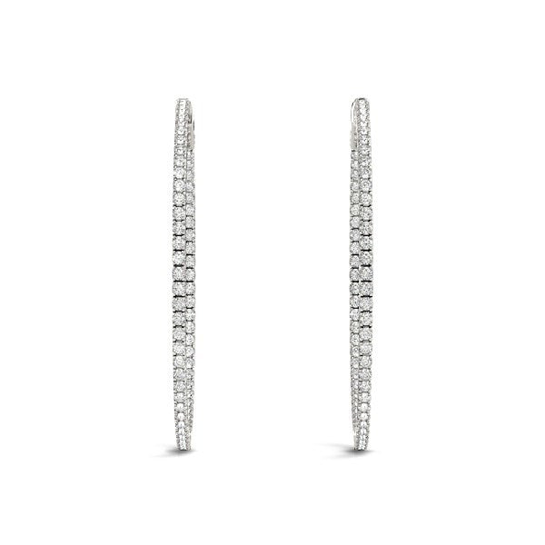 14k White Gold Slim Two Sided Diamond Hoop Earrings (1 1/2 cttw) by Bids.com