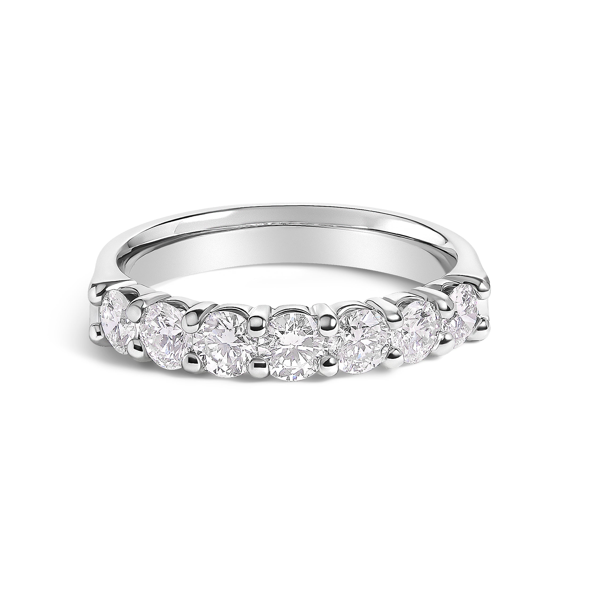 14K White Gold 1.0 Cttw Diamond 7 Stone Band Ring DestGlow