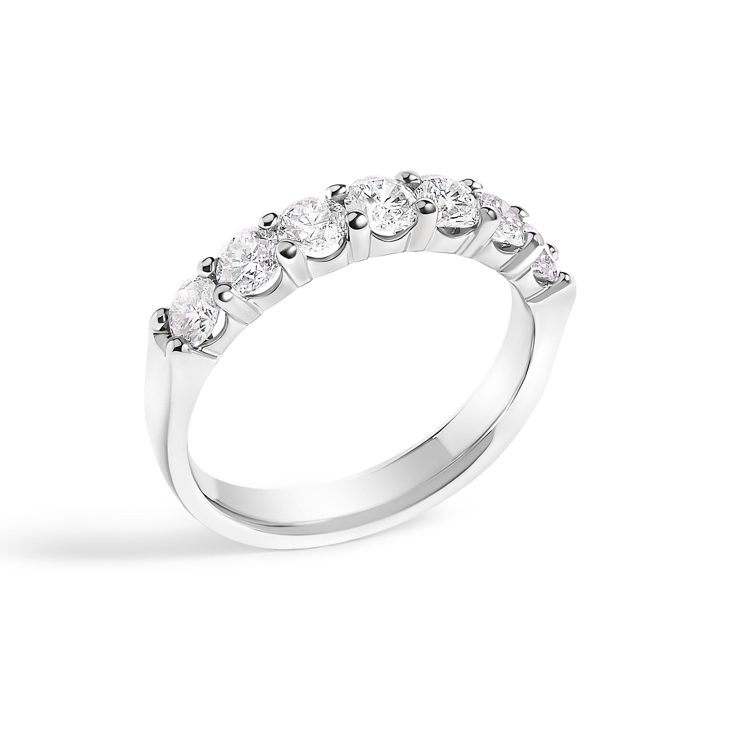14K White Gold 1.0 Cttw Diamond 7 Stone Band Ring DestGlow